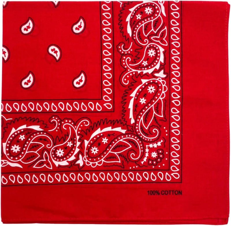 MD Style 100% Cotton Bandana for Men & Women 22" x 22" Paisley Pattern Handkerchief Headband Scarf - Image 1